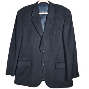 Club Room Sport Coat Mens 44L Black Wool Silk Cashmere Blazer Jacket Lined Soft